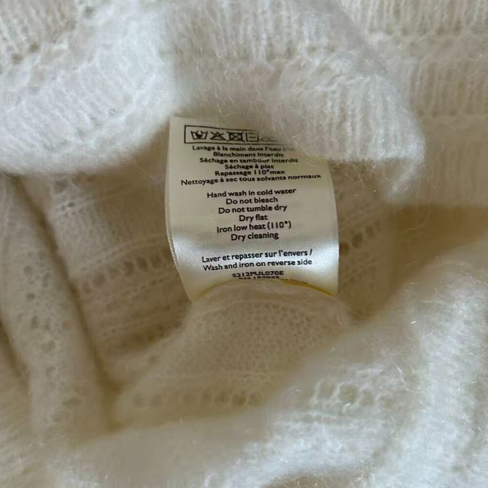 Sezane Cream V‑Neck Ribbed Knit Sweater - Picture 10 of 11